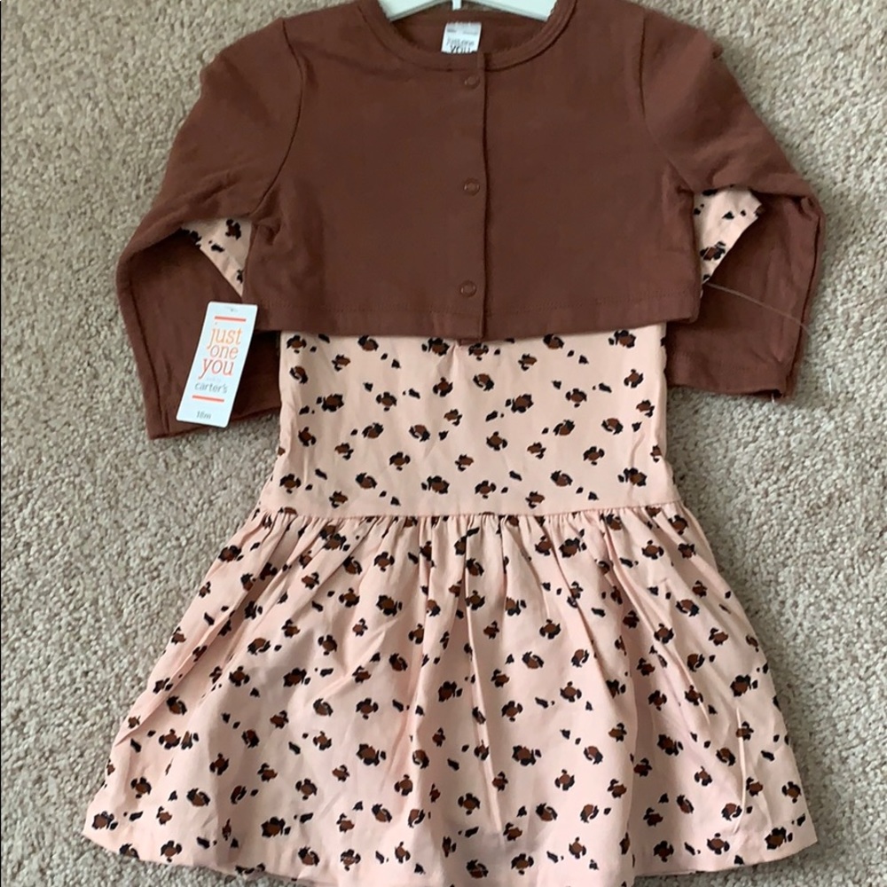 Blush pink dress with cheetah design /half sweater